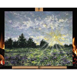 Field Of Light 8" x 10" Original Acrylic Landscape Painting Unframed Artwork